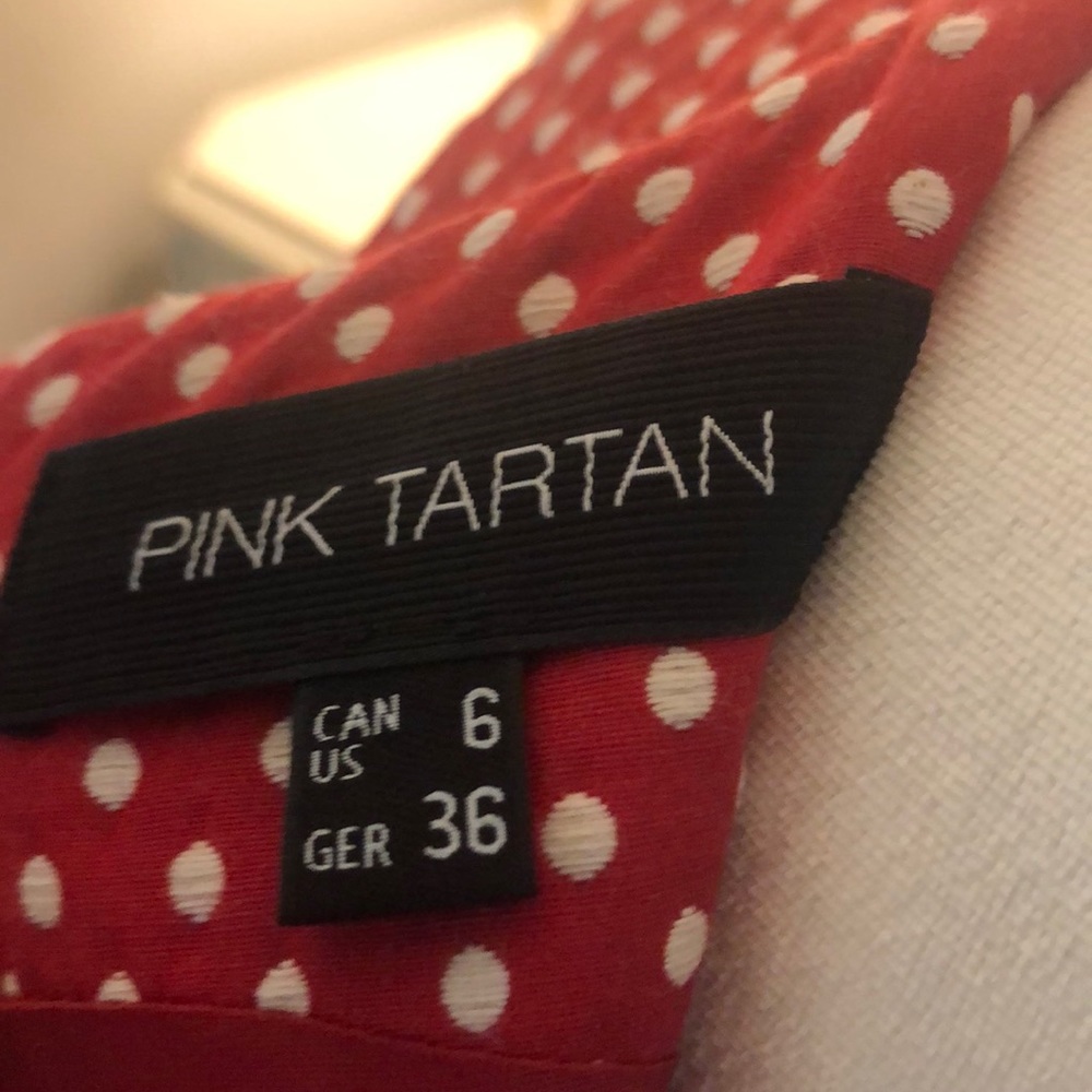 Pink Tartan 50s Flare Polka Dot Dress - Picture 8 of 8